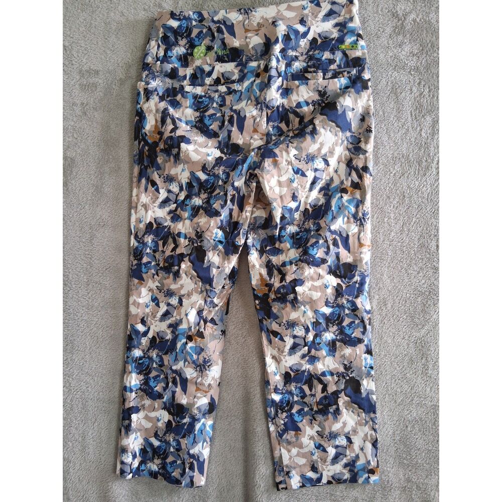 Swing Control Golf Print Pants Sz 4 Capri Crop Stretch Pull On Ko Olina Comfort